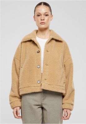 Fluffy jacket women's trendy button closure