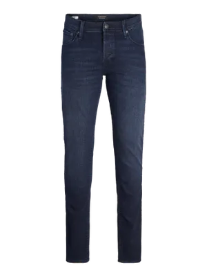 Mörkblå lätt tvättade slim fit jeans - GLENN