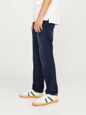 Mörkblå lätt tvättade slim fit jeans - GLENN