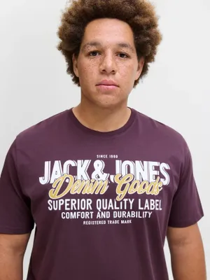 Plommonfärgad T-shirt med tryck herr plus size – Jack & Jones