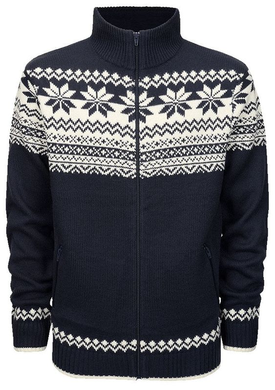 Norsk strikket trøje - navy/hvid