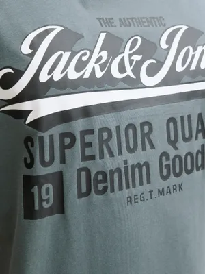 Blå T-shirt med logotryck herr plus size – Jack & Jones
