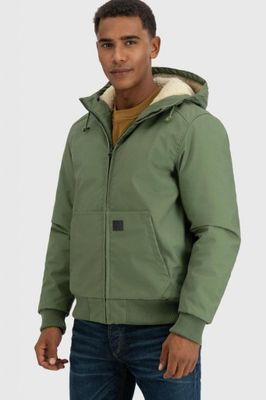 Short hooded jacket with teddy lining