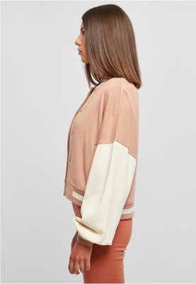 Oversized Two-Tone College Terry Jacket for Women