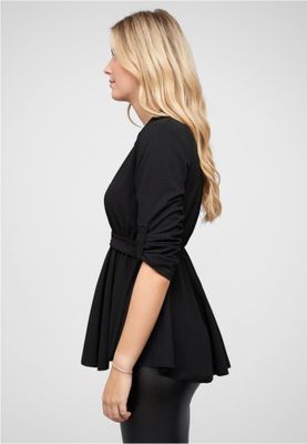 Ruffle blouse with buttons and belt