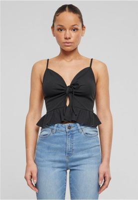 Spaghetti-strap peplum top with tie