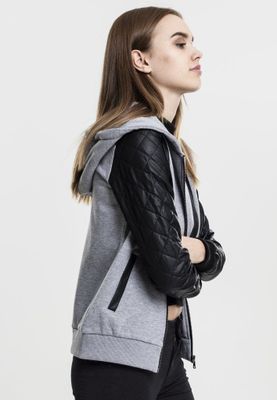 Grå Diamond zip hoodie med läderdetaljer