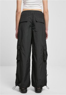 Wide nylon cargo pants for women