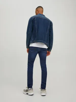 Mörkblå skinny fit jeans med stretch - LIAM