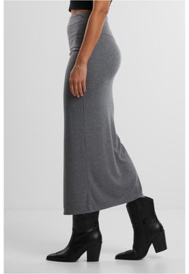 Ladies Rib High Slit Skirt Kjol för dam – darkgreymelange