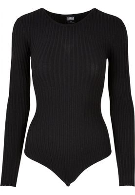 Ribstrikket bodysuit til kvinder med lange ærmer