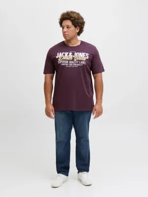 Plommonfärgad T-shirt med tryck herr plus size – Jack & Jones