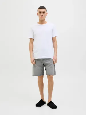 Grå stenstvättade jeansshorts - loose fit