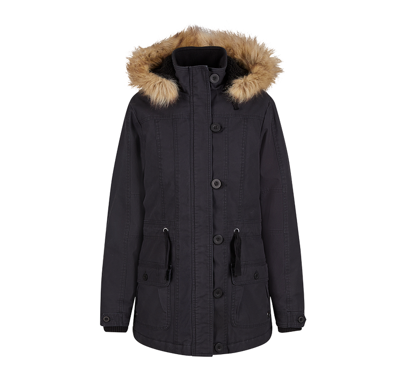 Women Nila Winterparka med fuskpälshuva - svart