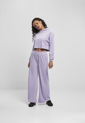 Ladies Cropped Velvet Oversized Hoody