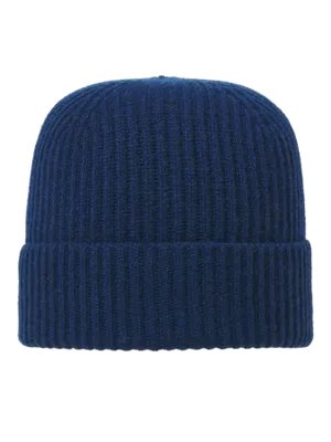 Premium Beanie Herr – Marinblå Stickad Mössa i Ull och Kashmir