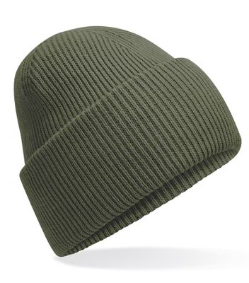 Klassisk strikbeanie med dyb skygge