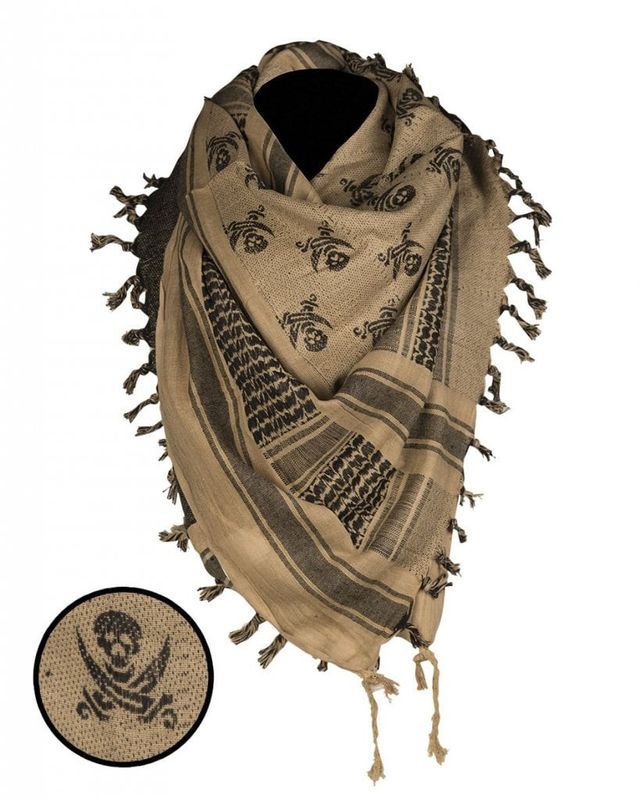 Shemagh coyote/black skulls