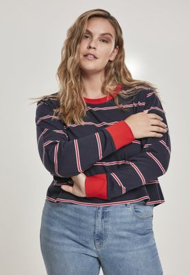 Short women's sweater with stripes
