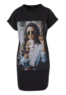 T-shirtkjole med stort print foran