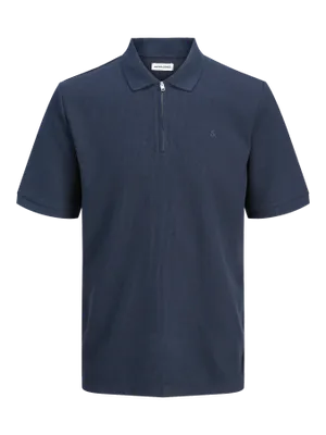 Mörkblå piké med dragkedja – Jack & Jones Plus Size