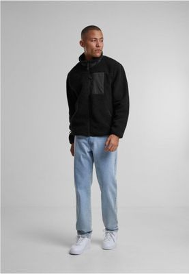 Sporty fleece jacket for men with zipper and breast pocket