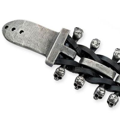 Skulls On Leather armbånd