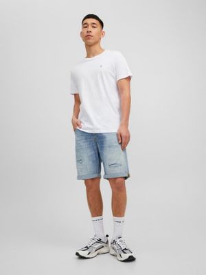 Light blue denim shorts with torns