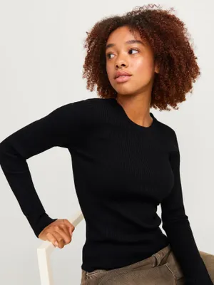 Ribbstickad crew neck top - Tight fit
