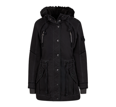 Women Emma Vinterjacka med fuskpäls huva – svart