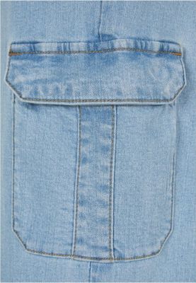 Ladies High Waist Straight Denim Cargo Pants