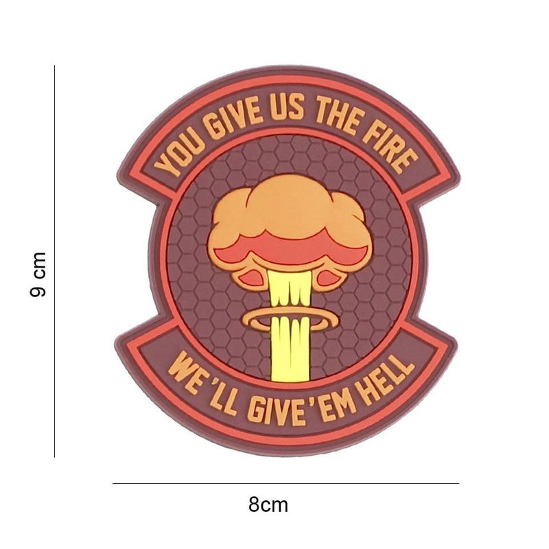 We give 'em hell PVC patch rød