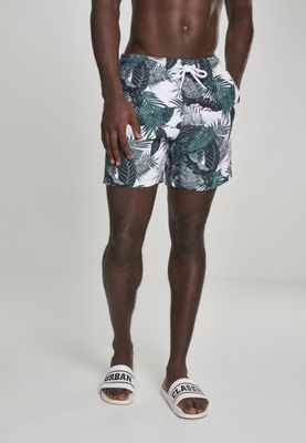 White swim shorts with palm leaves mens