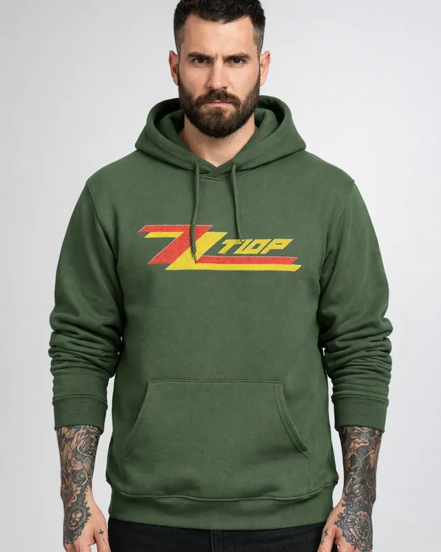 ZZ Top Misprint Logotype Huvtröja i olive