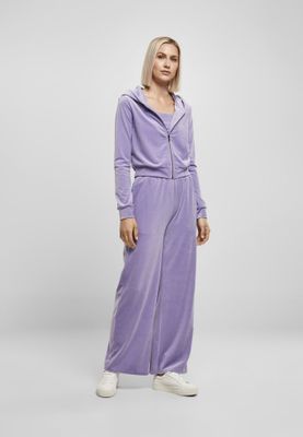 Ladies Short Velvet Zip Hoody