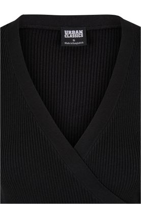 Tröja för dam med v-ringad, knytband i– svart