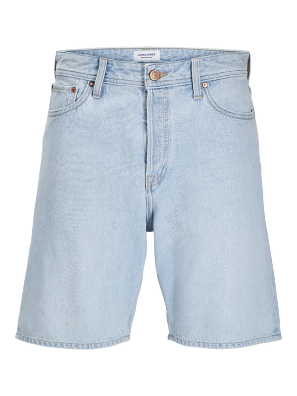Lösa denimshorts med hög midja och stonewash