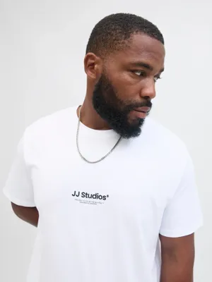 Vit T-shirt med liten logga – Jack & Jones Plus Size