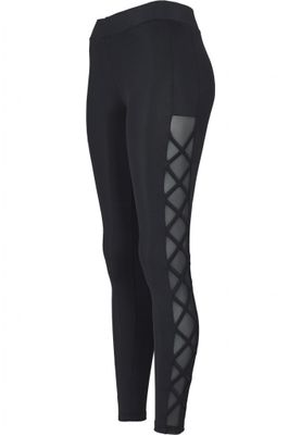 Ribbade leggings med mesh