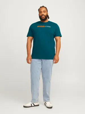 Jack & Jones Plus Size T-shirt med logotryck – Blågrön