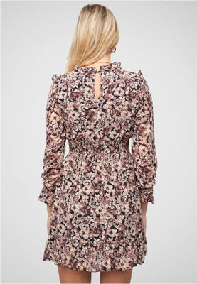 Chiffon dress with waistband and floral print