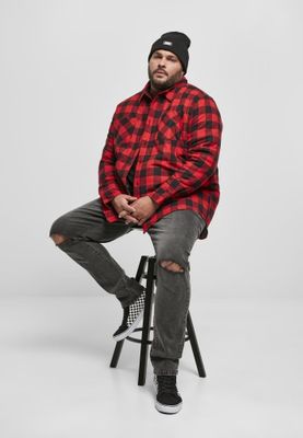 Red checkered padded men's shirt