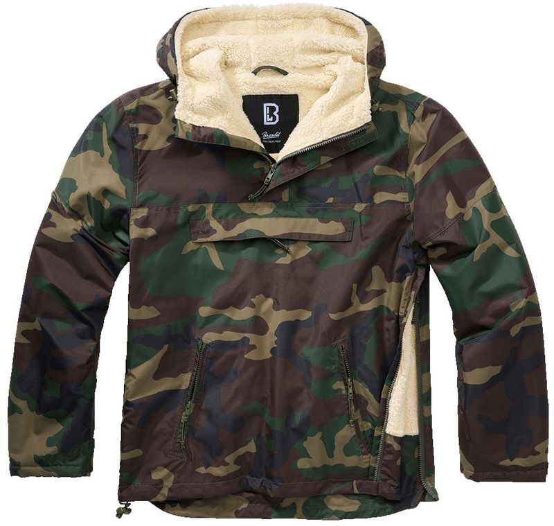 Windbreaker with teddy lining woodland
