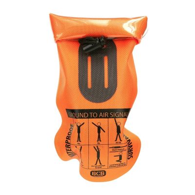 Survival kit in roll-top bag