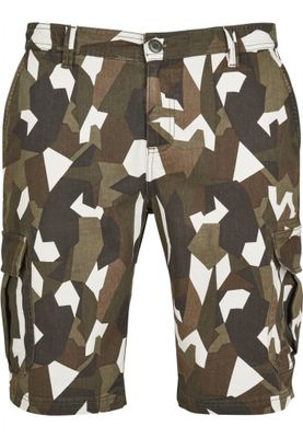 Geometric camo cargo shorts