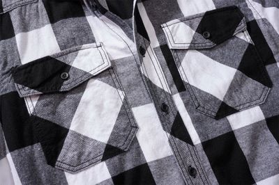 Short-sleeved flannel shirt checkered black/white
