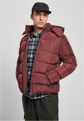 Logotyp bröst Hooded Puffer Jacket för herr – cherry