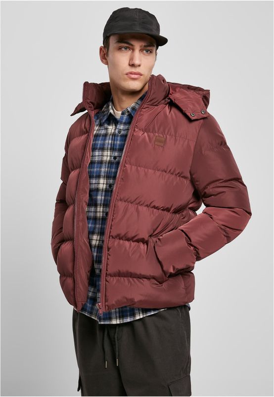Logotyp bröst Hooded Puffer Jacket för herr – cherry