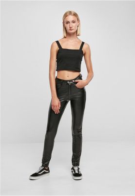Ladies Mid Waist Synthetic Leather Pants