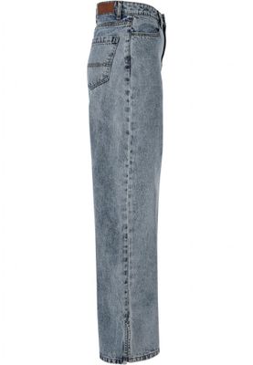Wide-legged distressed denim for ladies.